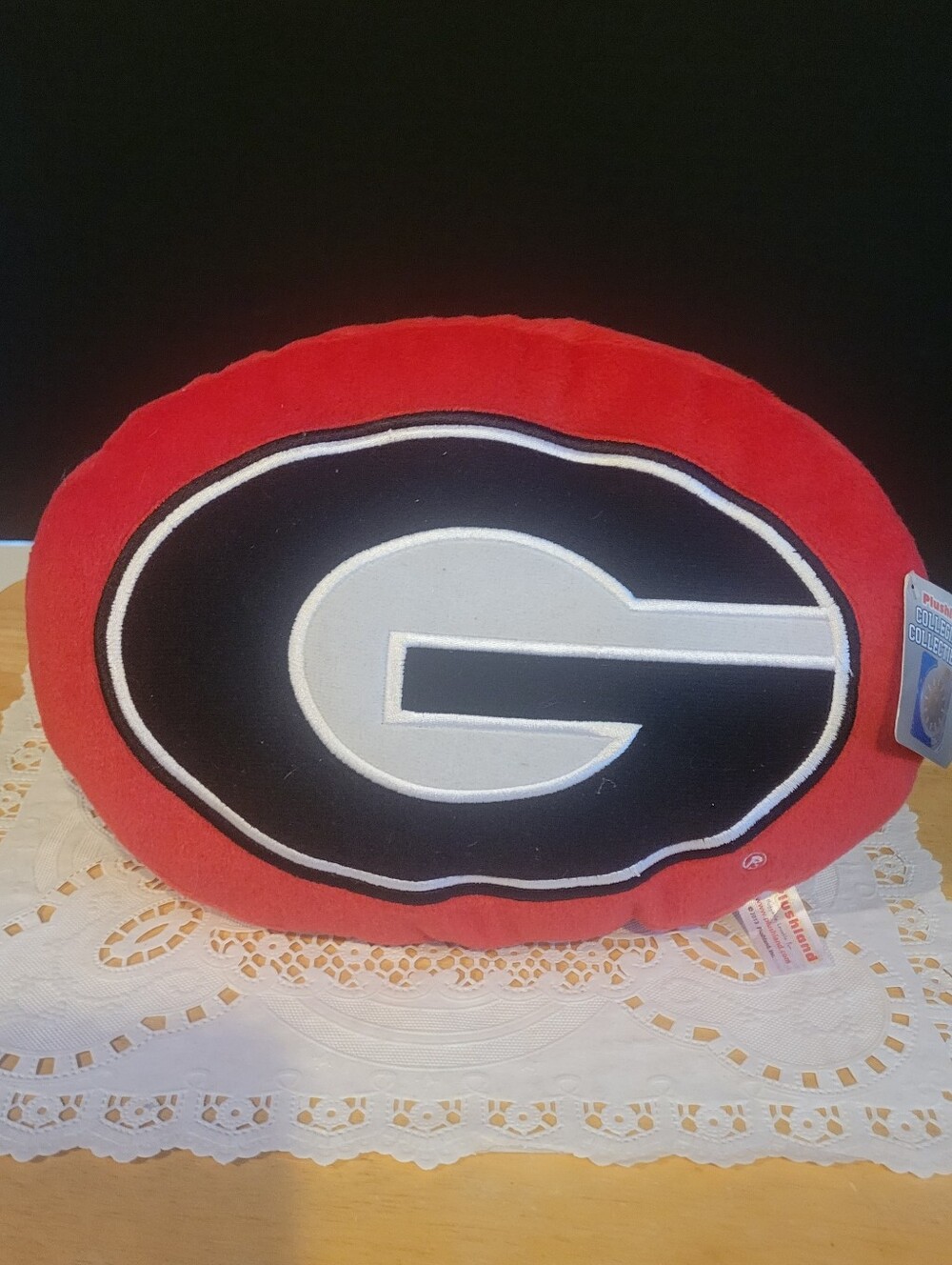 Vintage University of Georgia Bulldogs G Logo Plush Pillow Red Black Gray White